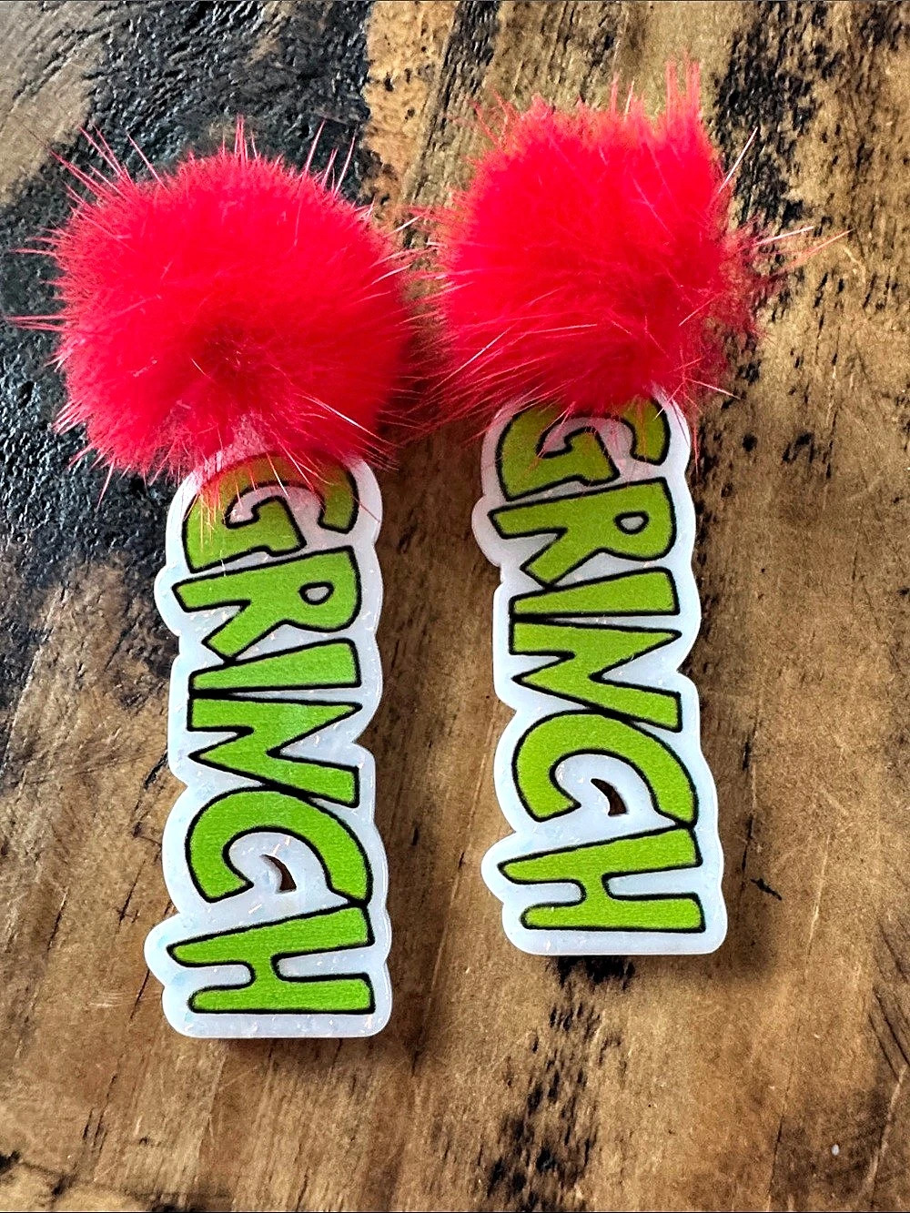 Red Pom Grinch earrings